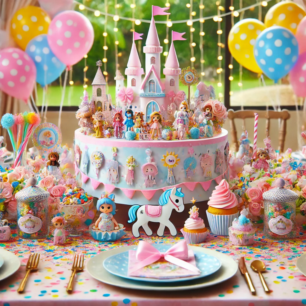 DALL·E 2025-02-22 18.30.16 - A beautifully decorated children's birthday party table with themed centerpieces. The table is covered with a colorful tablecloth, featuring small fig