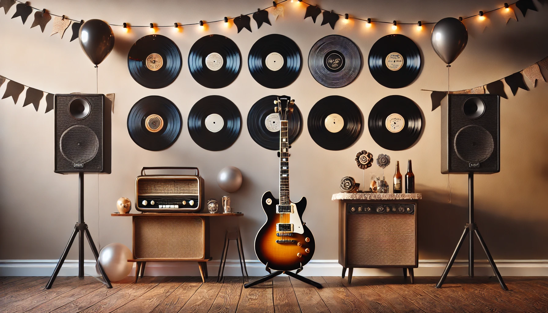Rock and roll décor idea for husbands birthday